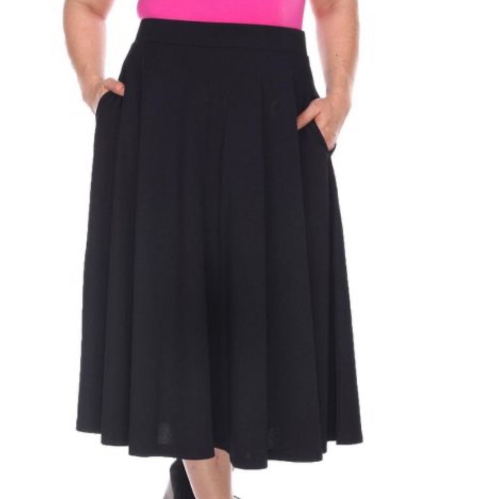 NWT Women's Plus Size Tasmin Flare Midi Skirts - White Mark BLAACK XL 1X
